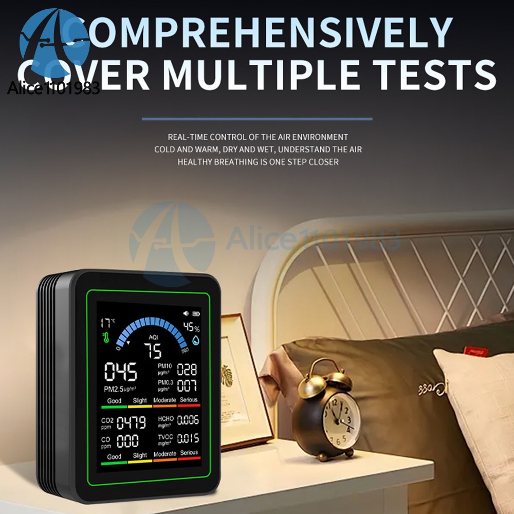 10-in-1 Air Quality Detector PM2.5 PM10 PM HCHO TVOC CO CO2 Formaldehyde Monitor