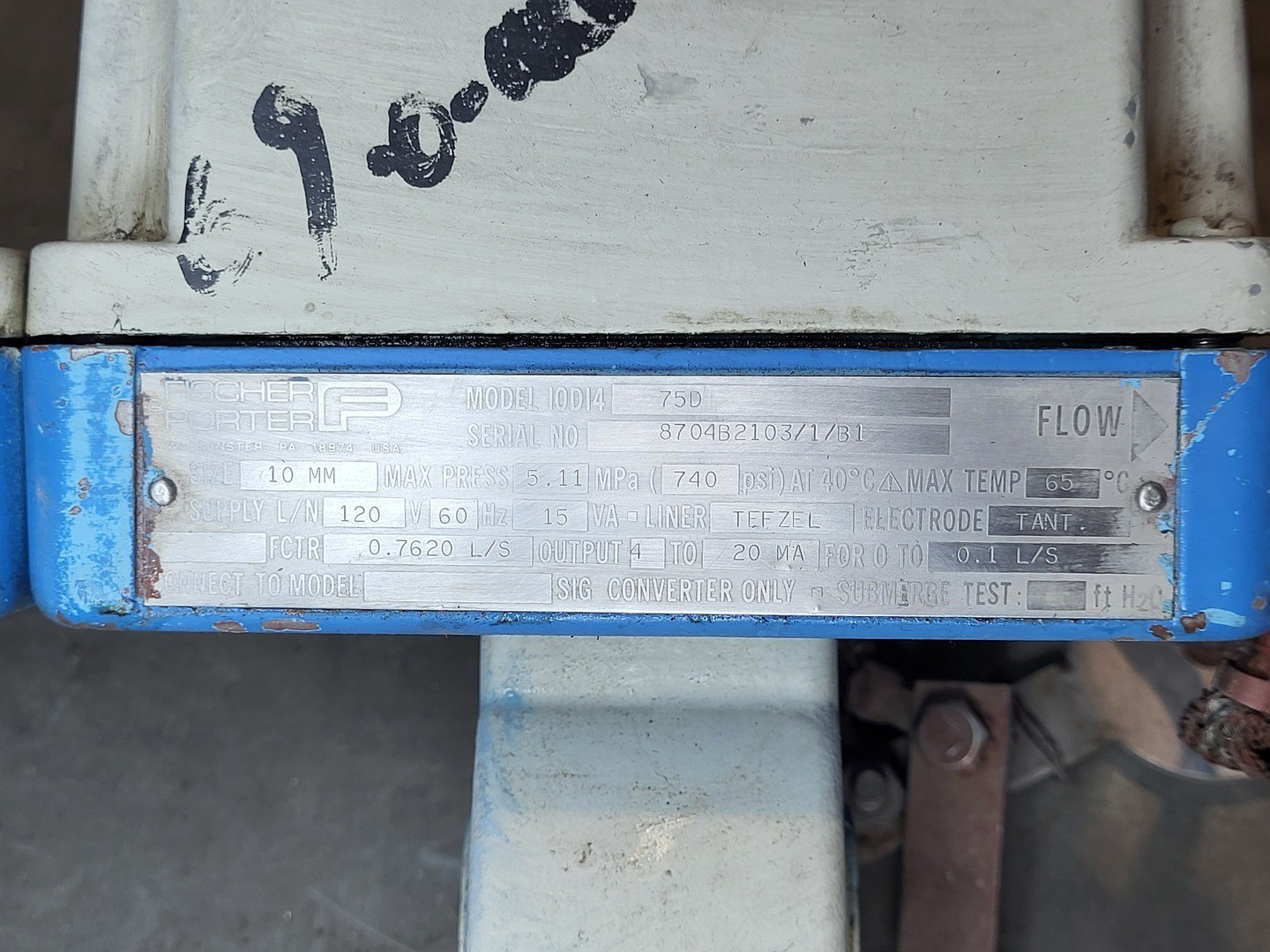 FISCHER PORTER Mini-Mag Size 10 Magnetic Flow Meter 10D1475D