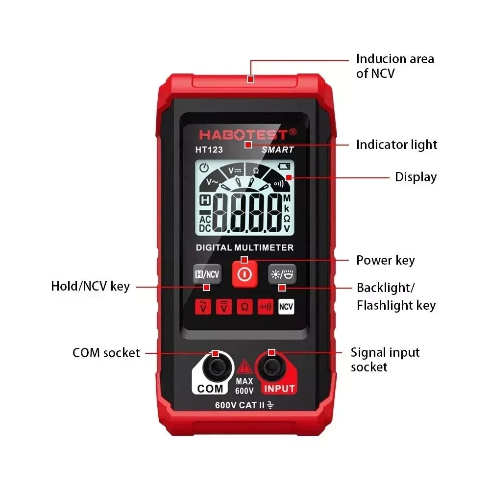 Digital Multimeter LCD Voltmeter Ammeter Ohmmeter Volt AC DC Tester Leads Meter
