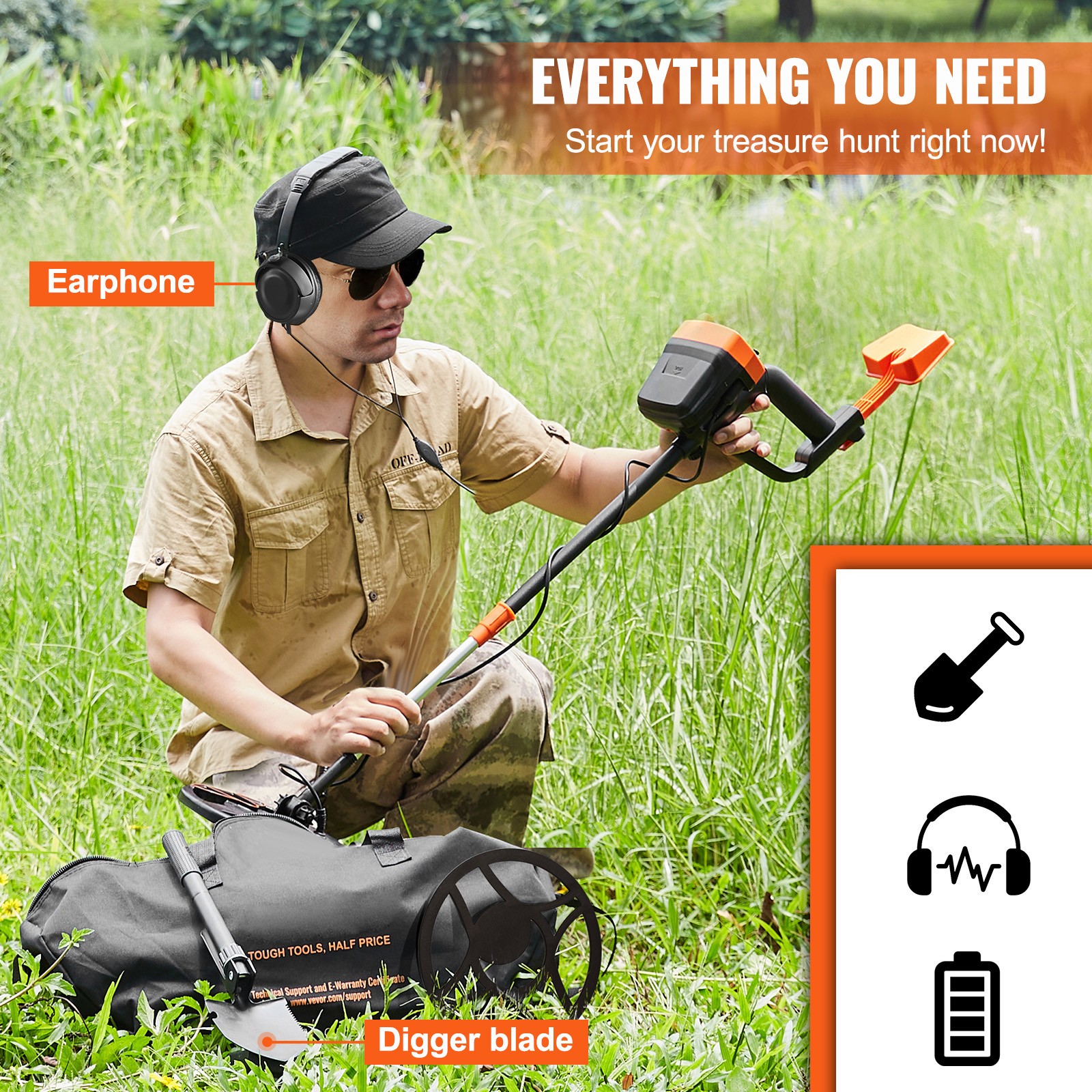 Uimoso Metal Detector for Adults Professional Gold Detector 8 in IP68 Waterproof