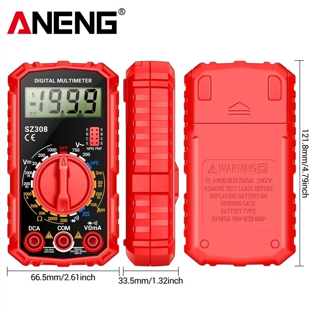 Digital Multimeter LCD Voltmeter Ammeter Ohmmeter Volt AC DC Tester Leads Meter