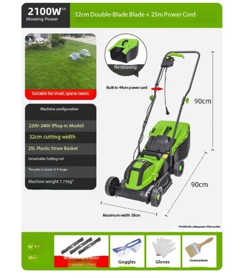 Weed Trimmer Wonder: Electric Lawn Mower, Push-Type, Compact for Home Use