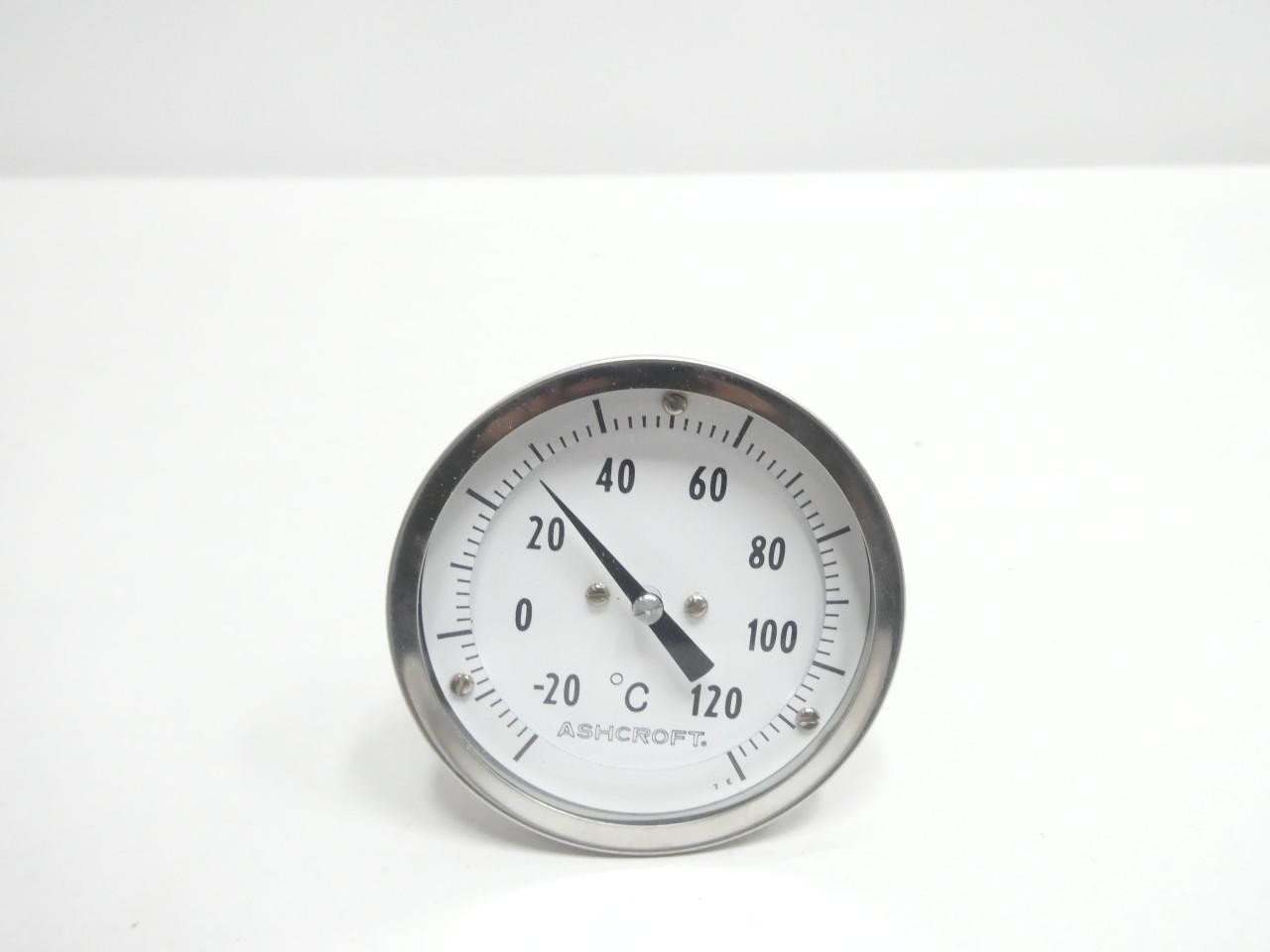 Ashcroft 30EI60R040-20/120C Bimetal Thermometer 3in 4in -20-120c 1/2in Npt