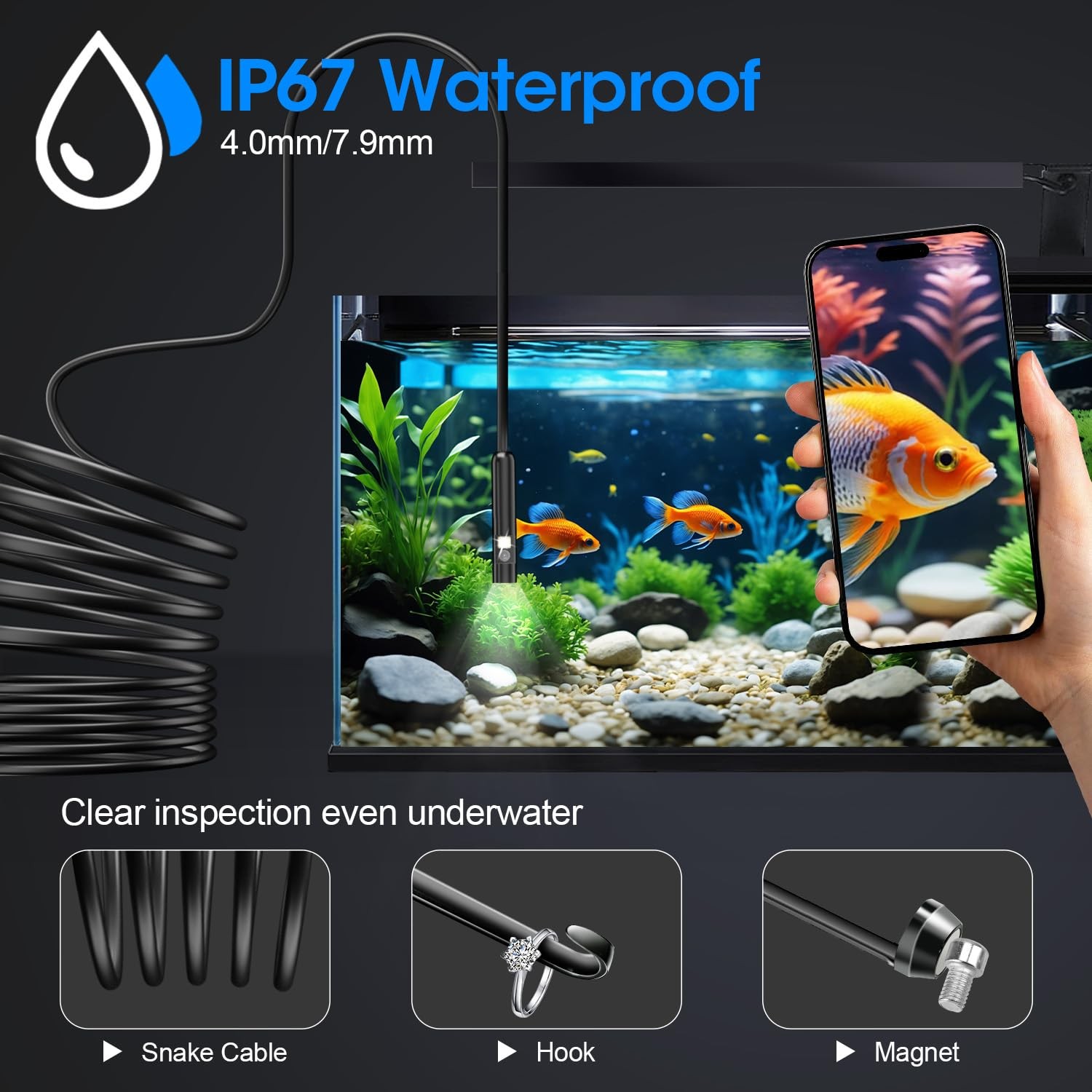 Dual Lens 16.4FT Borescope Inspection Camera