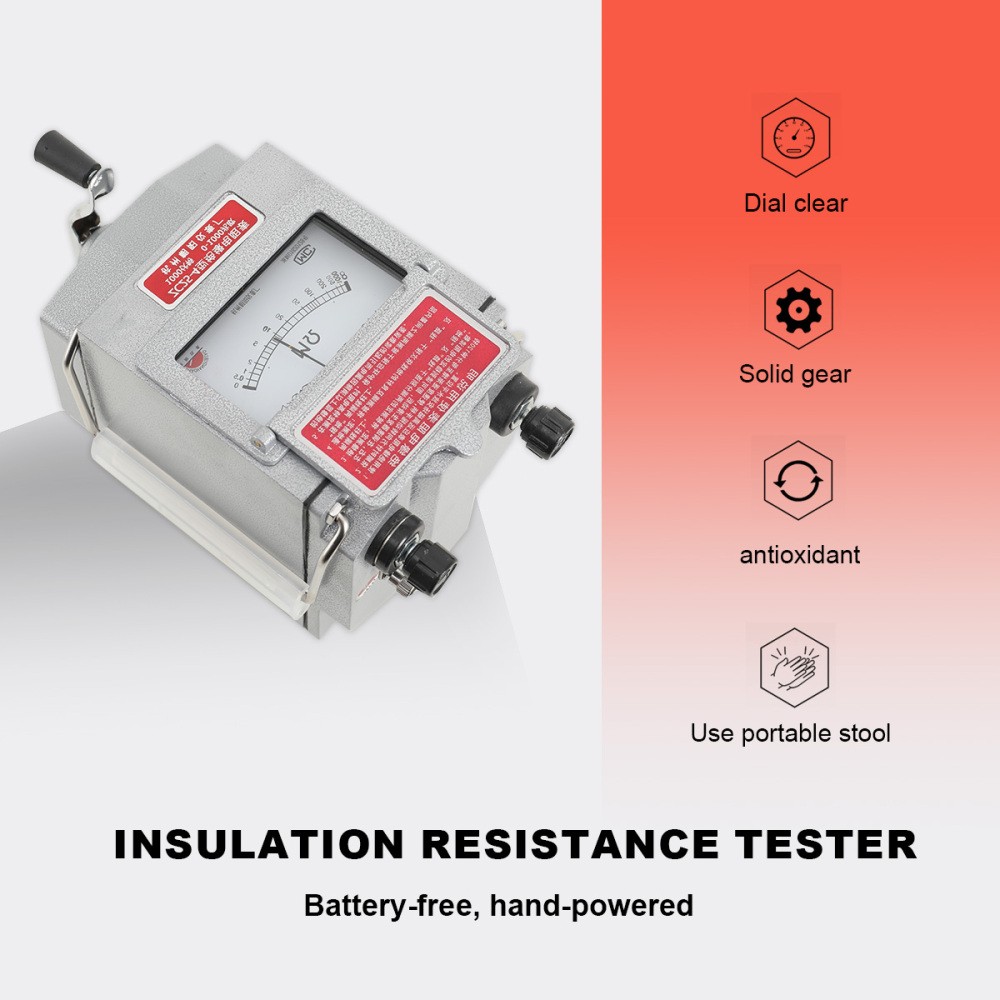 0-1000MΩ Insulation Resistance Tester 1000V Megger Meter Megohmmeter Hand-Crank