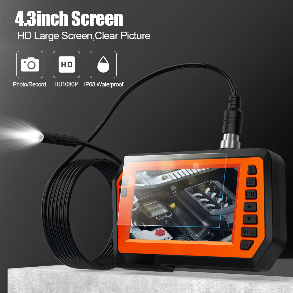 ESANHAO 4.3inch Drain Sewer Inspection Snake Camera HD 1080P Endoscope Borescope