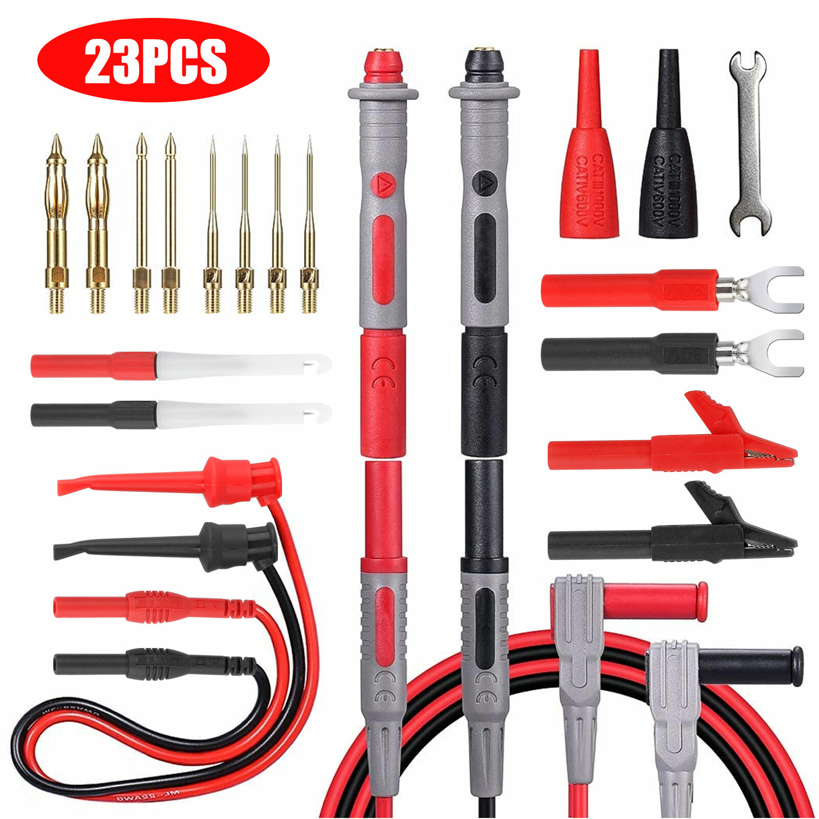23 in 1 Multimeter Test Lead Kit for Meter Electrical Alligator Clip Probe