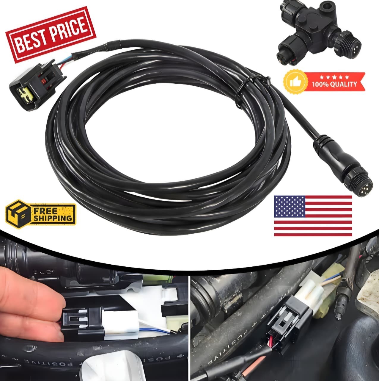 Yamaha Engine Interface Cable with T-Connector for NMEA 2000 (4.5M/15Ft) Outboar