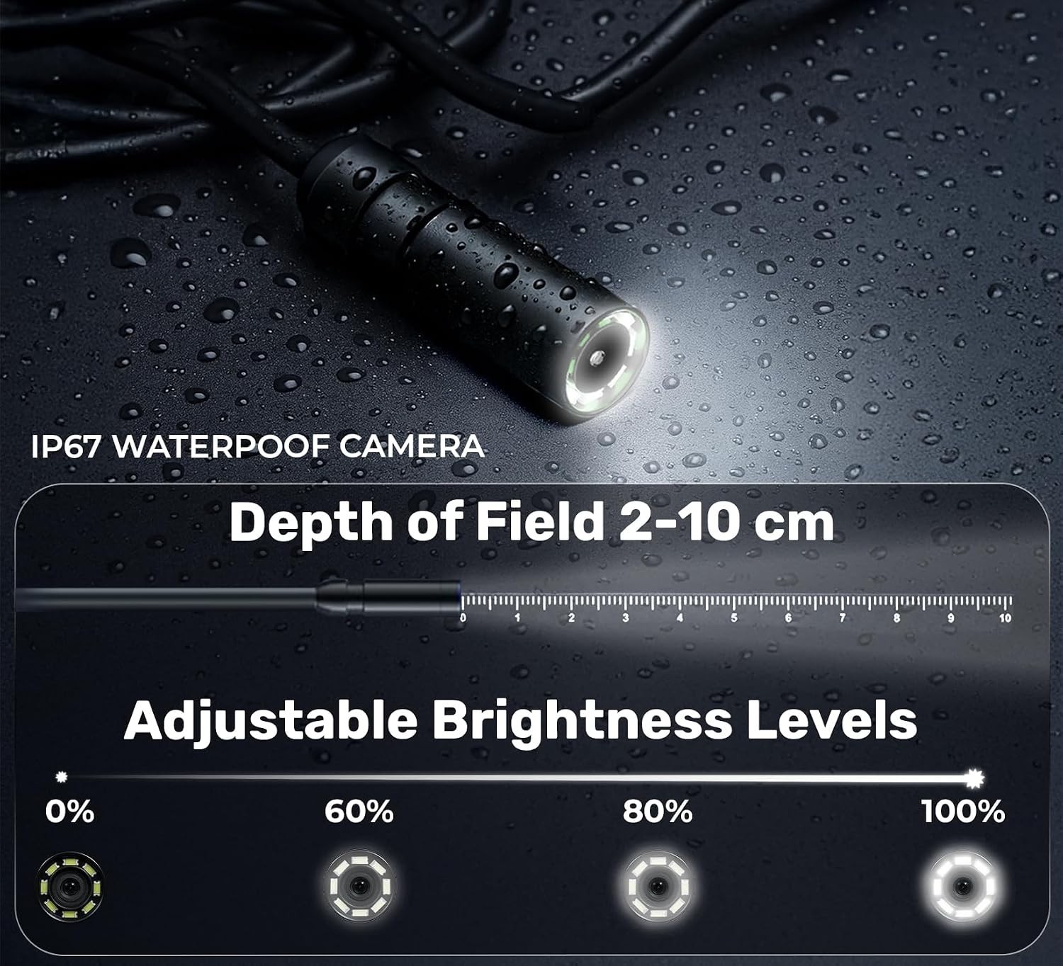 Endoscope Camera with Light, 4.3″ IPS Screen, 16.4 Ft Semi-Rigid Borescope C…
