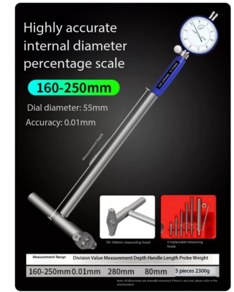 Internal Diameter Dial Gauge CylinderGauge Dial GaugeSet for MeasuringCylinders