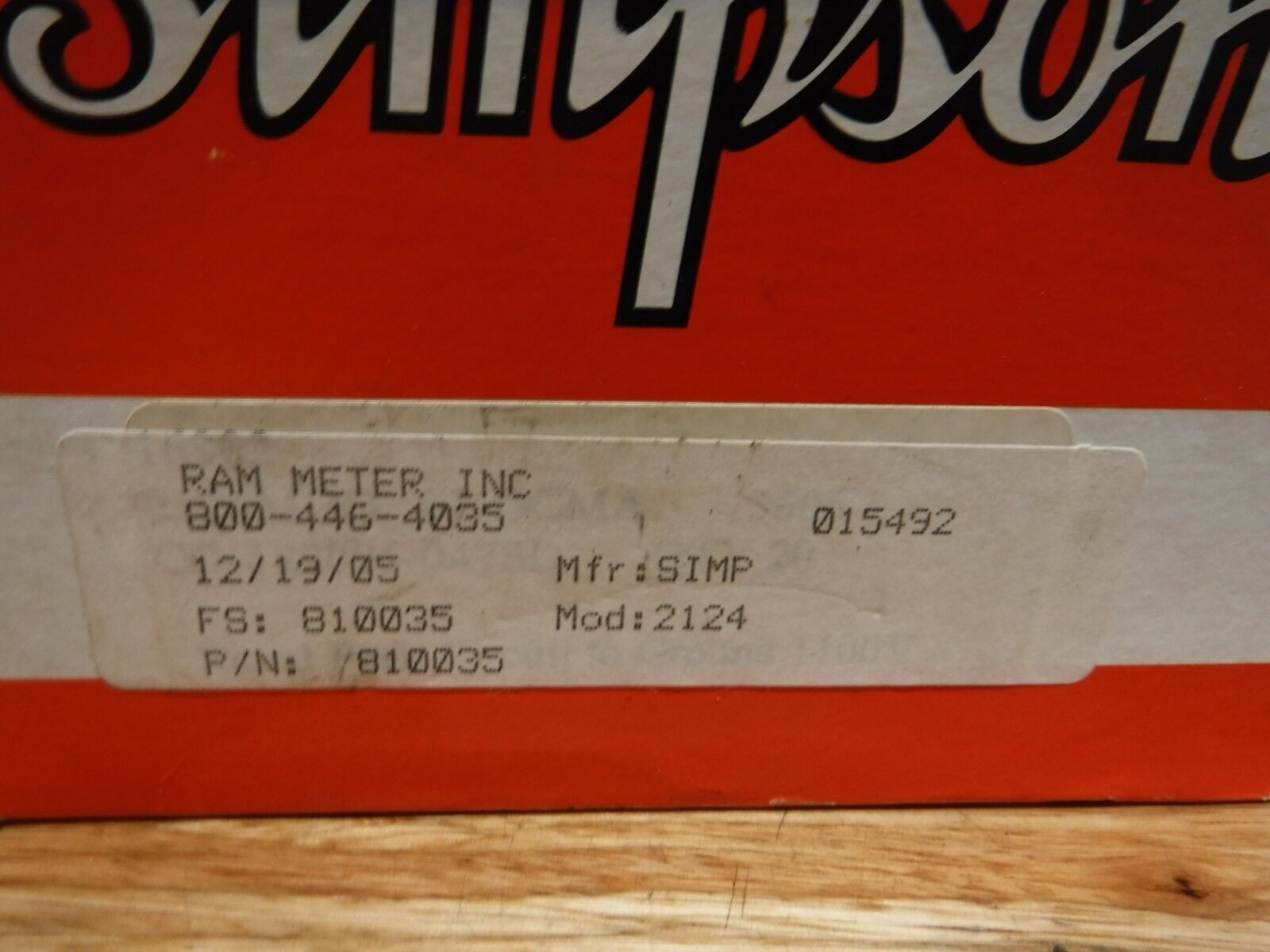 Simpson 810035 Panel Meter MDL:2124 NEW METRIC/ENGLISH