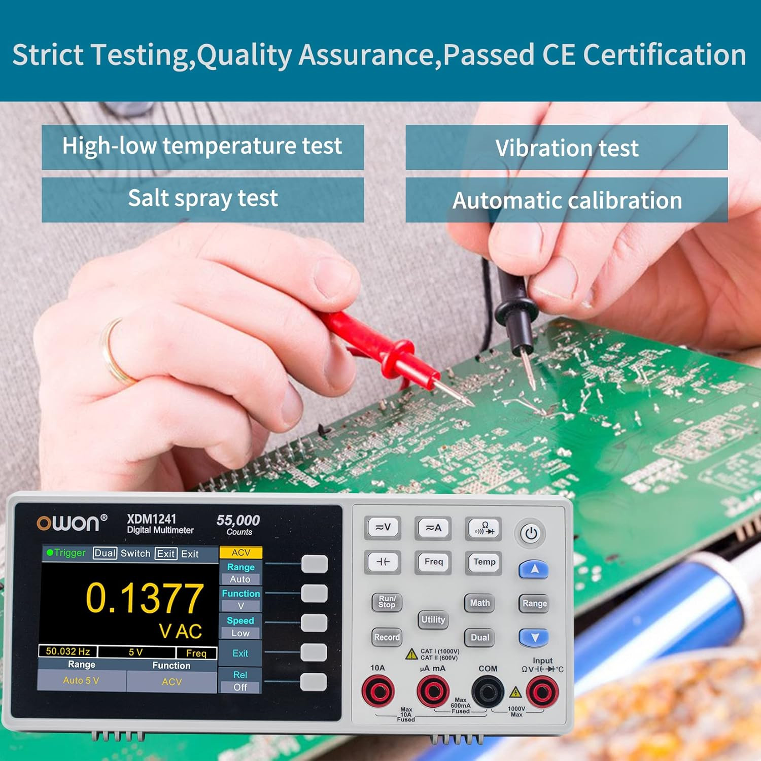 XDM1241 Portable Digital Multimeter,3.5In Desktop Digital Multimeters, 55000 Cou