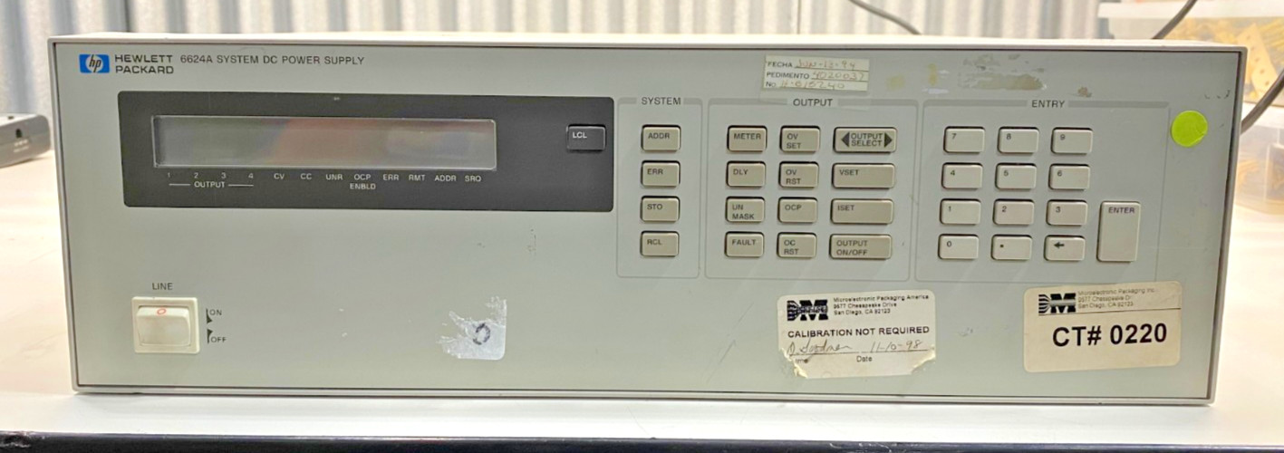 HP 6624A System DC Power Supply 4x Outputs 0-7V 5A 20V 2A 50V 0.8A – Tested