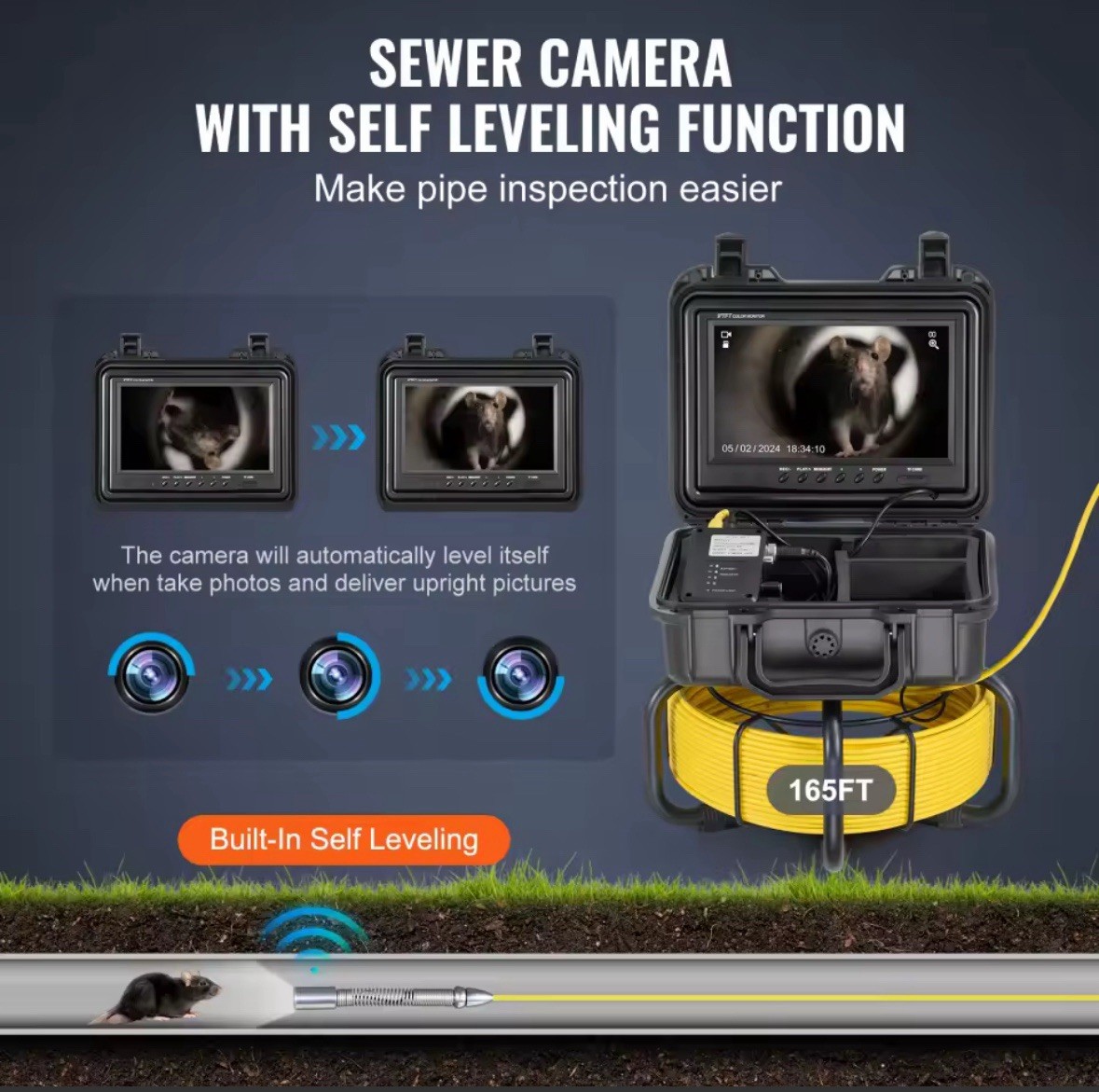 SucceBuy WP9608F Sewer Camera 98ft 0.9in 1080P 36X Zoom LED LCD