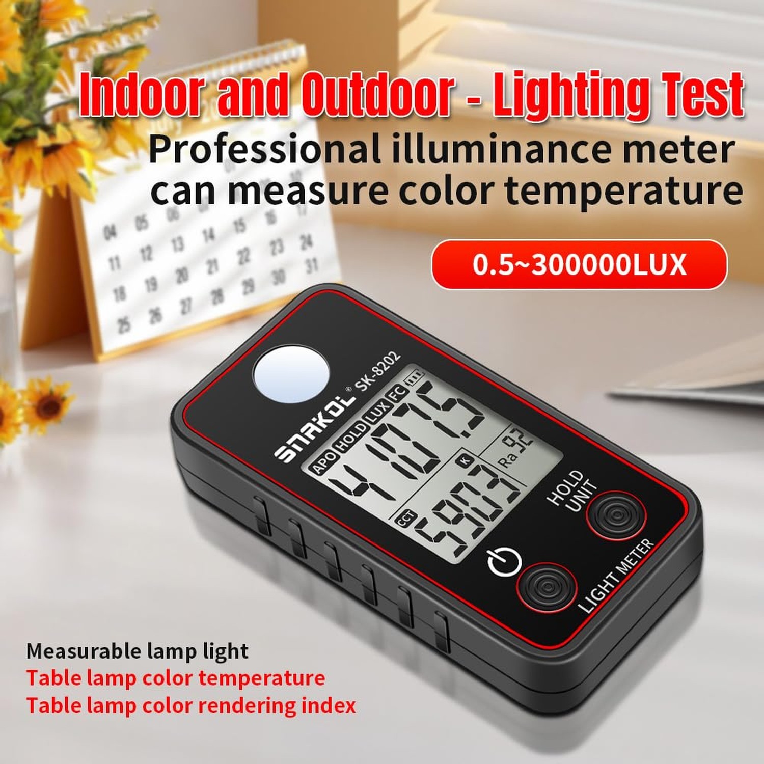 Color Temperature Tester High Precise Illuminance Meter 0.5-300000LUX LED Ill…