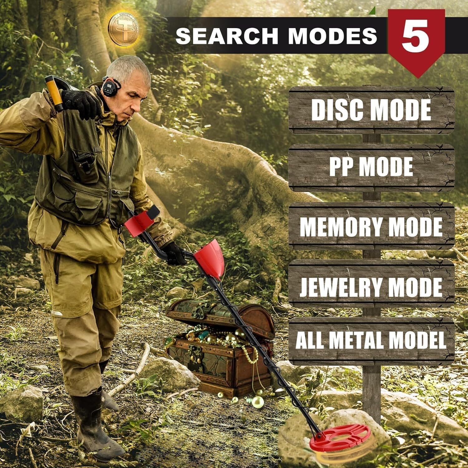 Metal Detector Adults Waterproof 10″ Inch Search Detecting Gold Coin Treasure