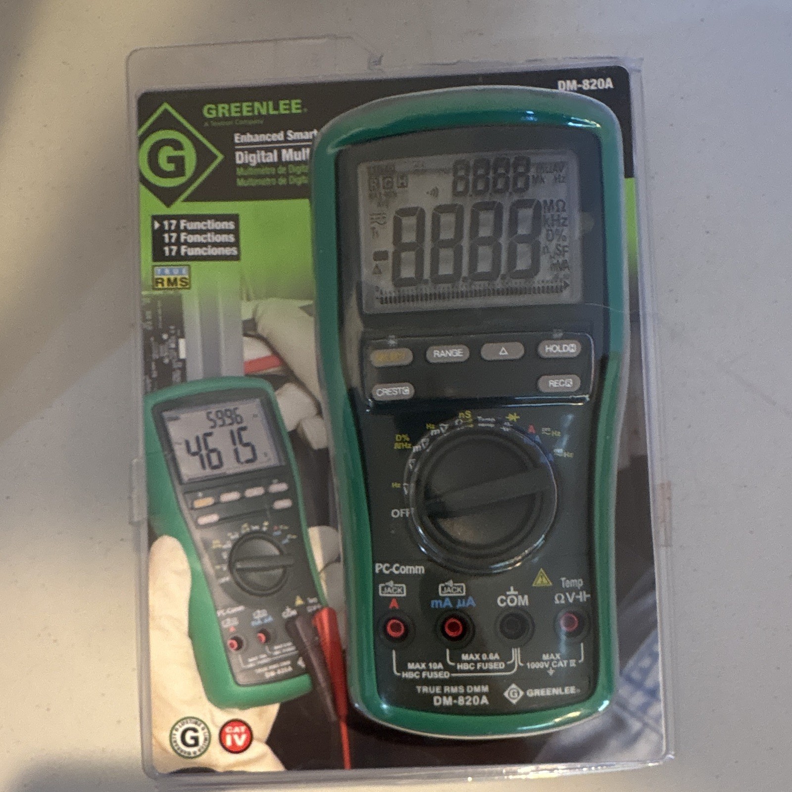 Greenlee DM-820A True RMS CAT IV 1000V Multimeter 10000 Count Data Logging