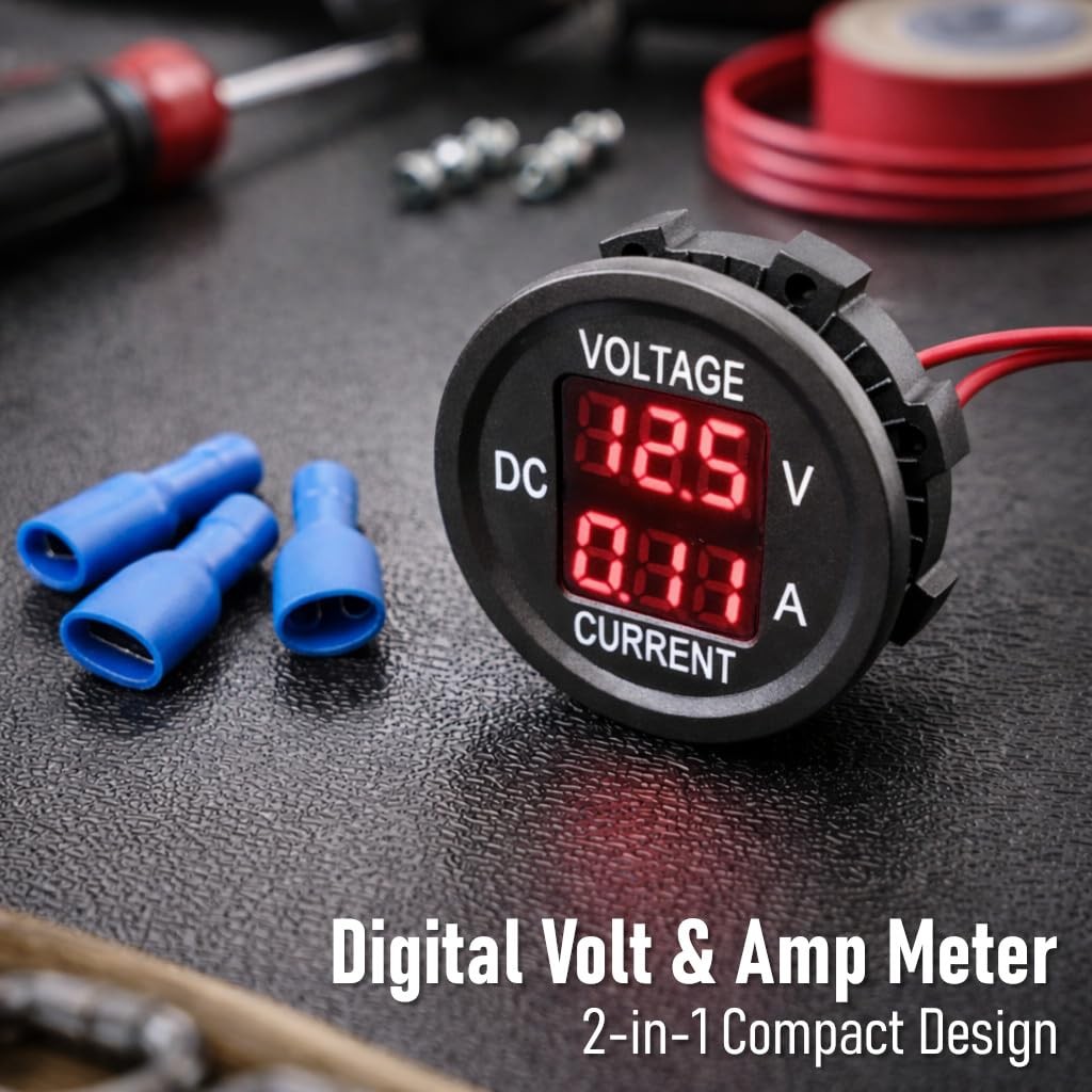 2in1 Digital Voltmeter Ammeter 12V DC LED Display Voltage Current Gauge Red