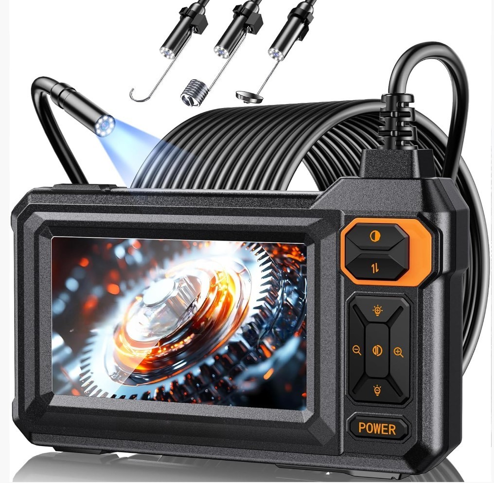 Cámara Endoscópica 1080P 4.3″ IPS IP67 para Auto y Plomería con Luz LED