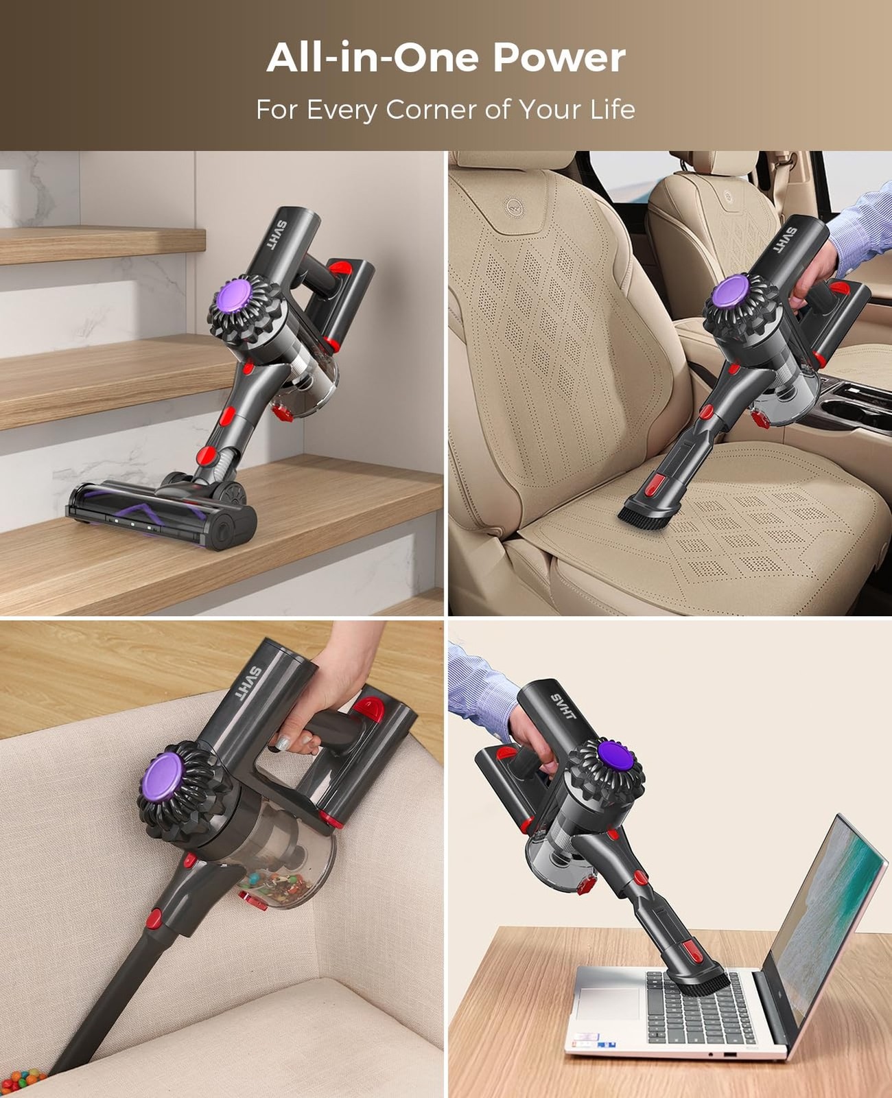 Cordless Vacuum Cleaner, 450W 40KPA Vacuum Cleaners for Home, 45 Mins Lightwe…