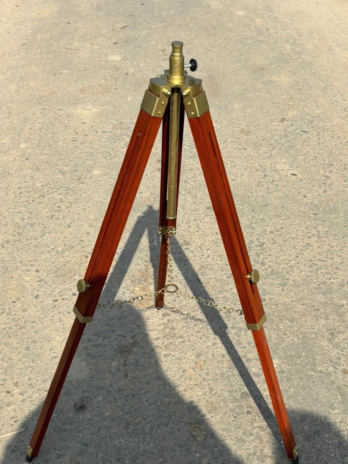 Adjustable Wooden Surveyor Tripod Stand with Brass Fittings – Vintage Style
