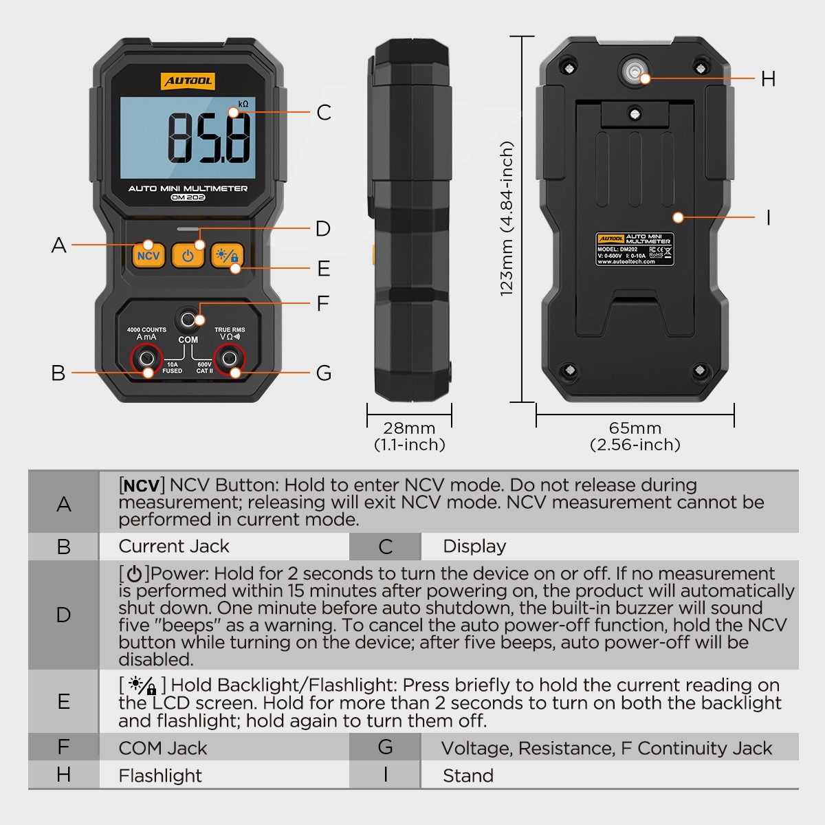 Digital Auto Diagnostic Multimeter Voltmeter Ohmmeter AC DC Meter 4000 Counts