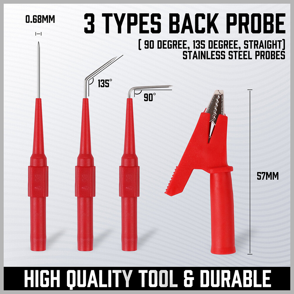 22Pcs Automotive Back Probe Kit Multimeter Test Leads Alligator Clips Wire Tool