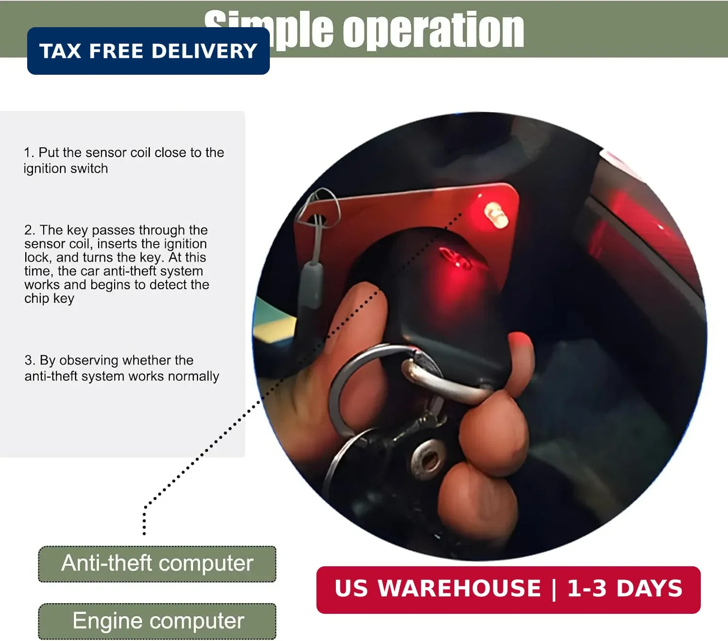 2 PCS Car ECU Test Coil, Car Key Lock Chip Coil Anti-Theft Tester, Car Induction