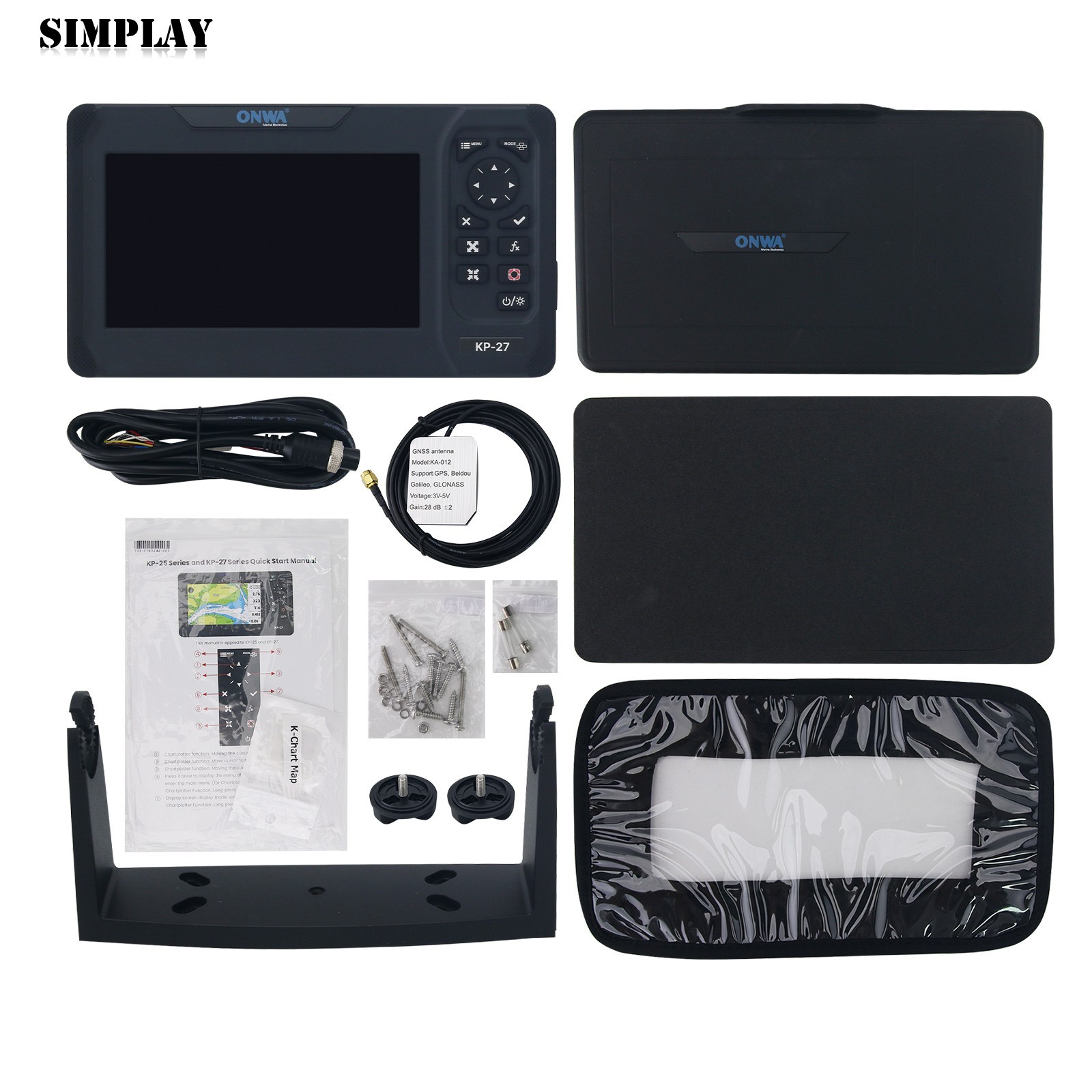 ONWA KP-27 7″ 800×480 GPS Chart Plotter Marine Chartplotter w/ GPS Antenna