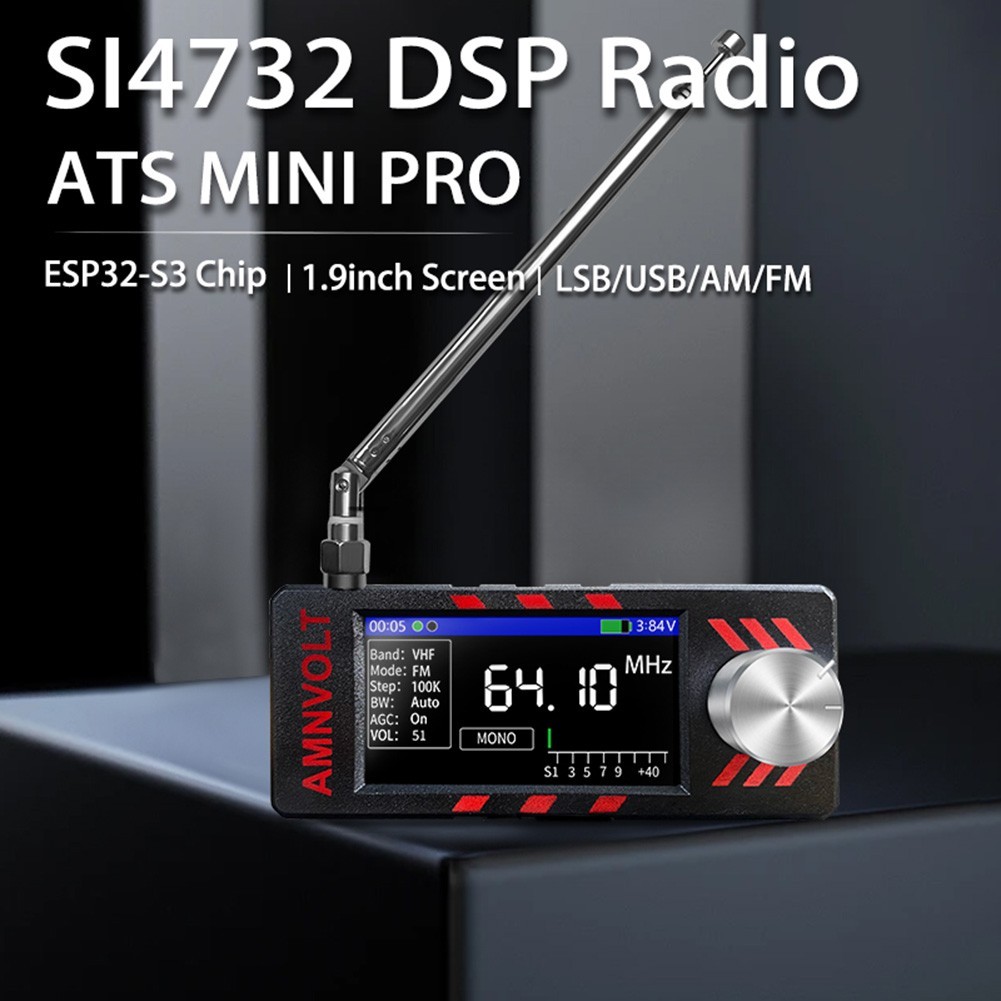 1.9 Inch Screen Full-band Radio 1W Built-in Speaker 3.5mm Audio Interface