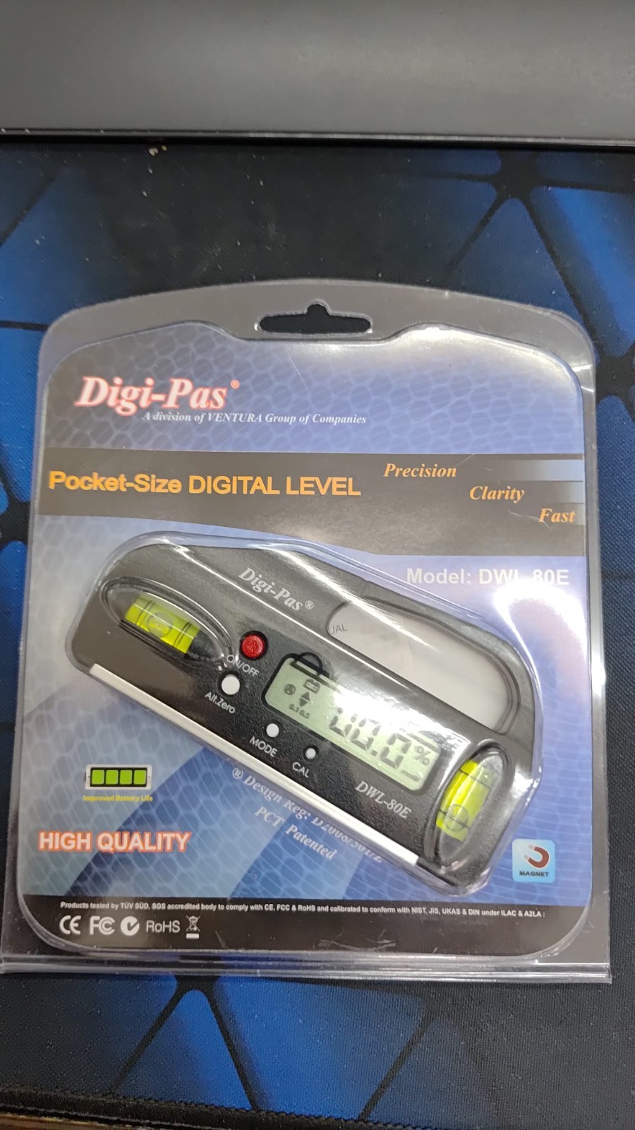 Digi-Pas DWL-80E Pocket Size Digital Level Precision Magnetic Mini New