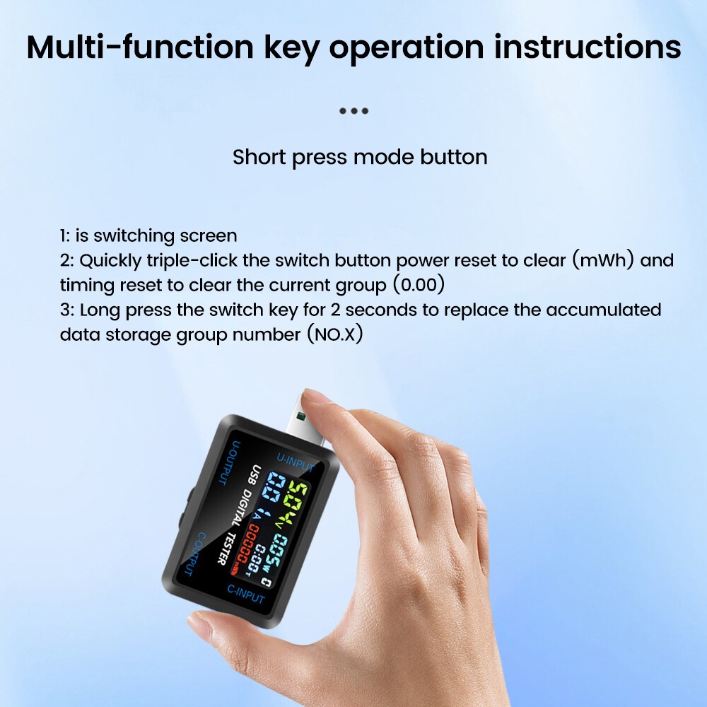 Digital Voltage Current Meter Power Capacity Tester USB Type-C Charger Detector