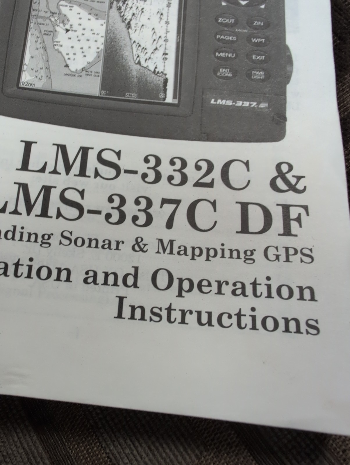 Lowrance LMS-332C LMS-337C DF Fish Finder Sonar Operation Manual Instructions
