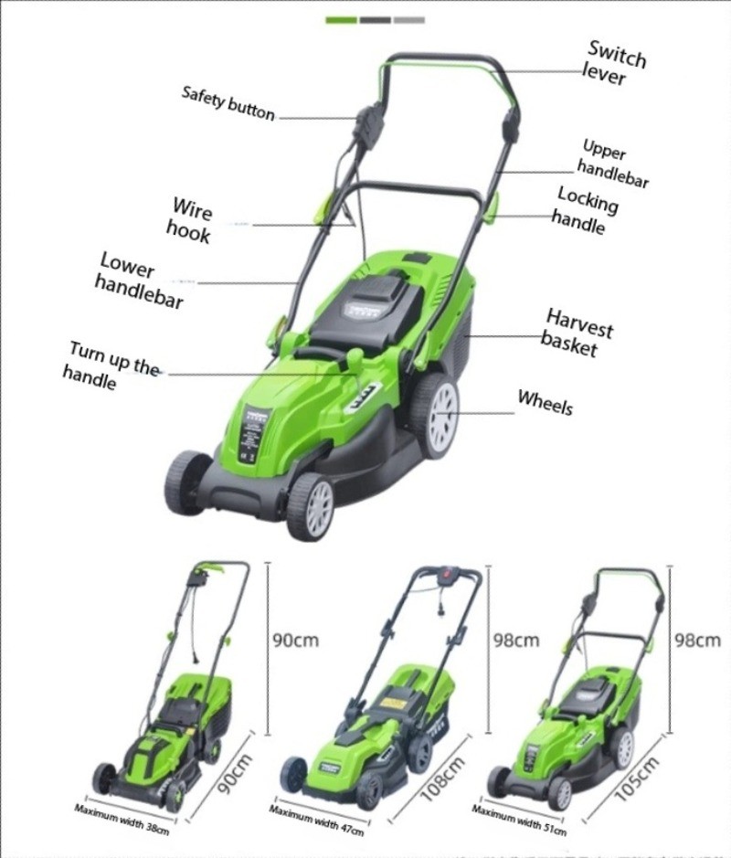 Weed Trimmer Wonder: Electric Lawn Mower, Push-Type, Compact for Home Use