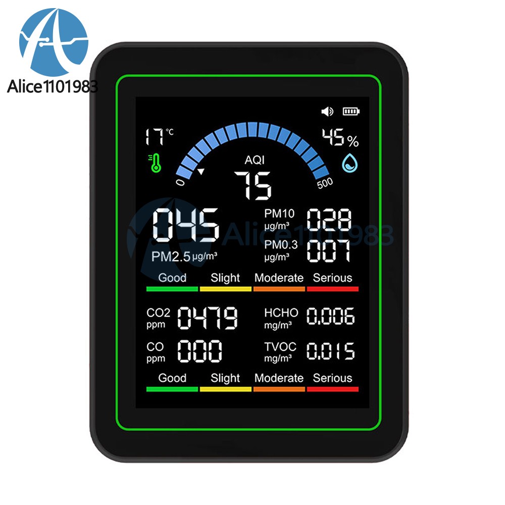 10-in-1 Air Quality Detector PM2.5 PM10 PM HCHO TVOC CO CO2 Formaldehyde Monitor