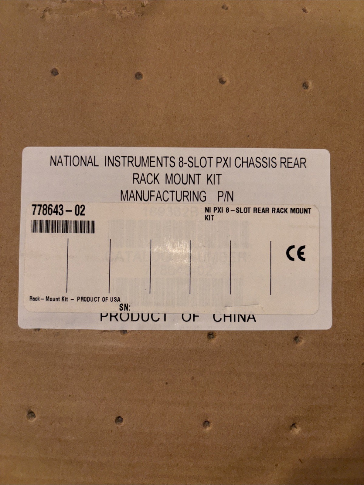 National Instruments 778643-02 Rear Rack Mount Kit 8 Slot PXI Chassis 189362B-01
