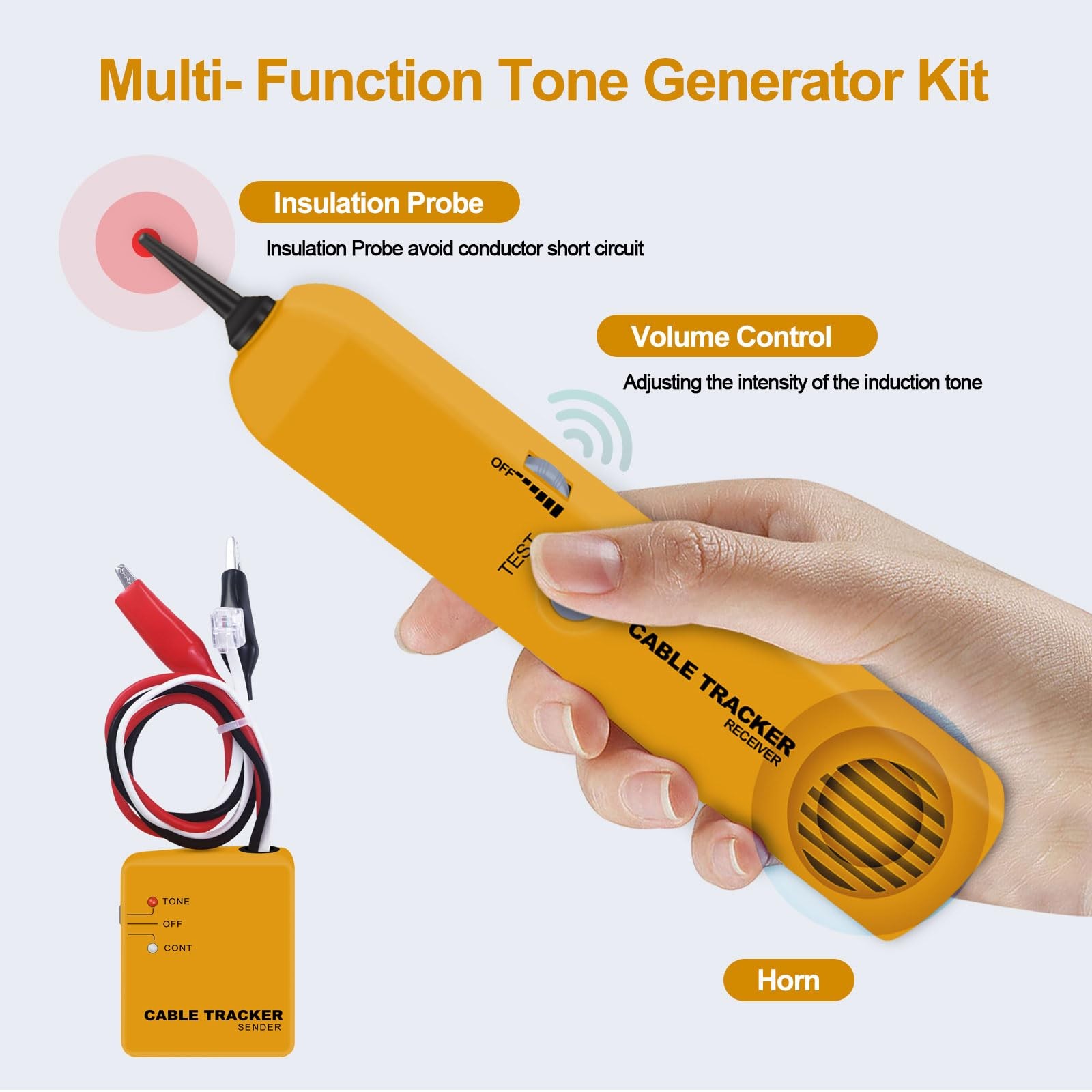 Xin Tester Wire Toner Cable Tracer, Tone Generator and Probe Kit High Orange