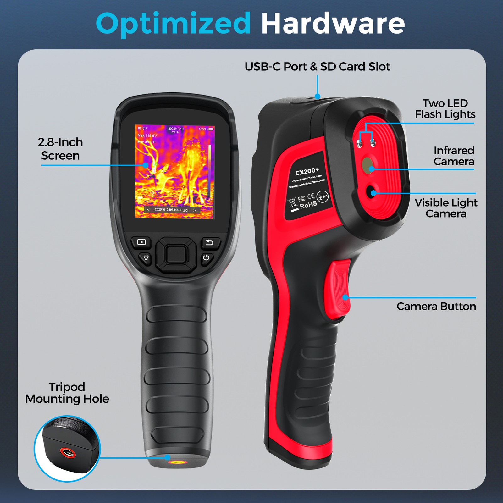 Handheld Thermal Imaging Camera 256×192 IR Resolution with 32GB SD Card 2026