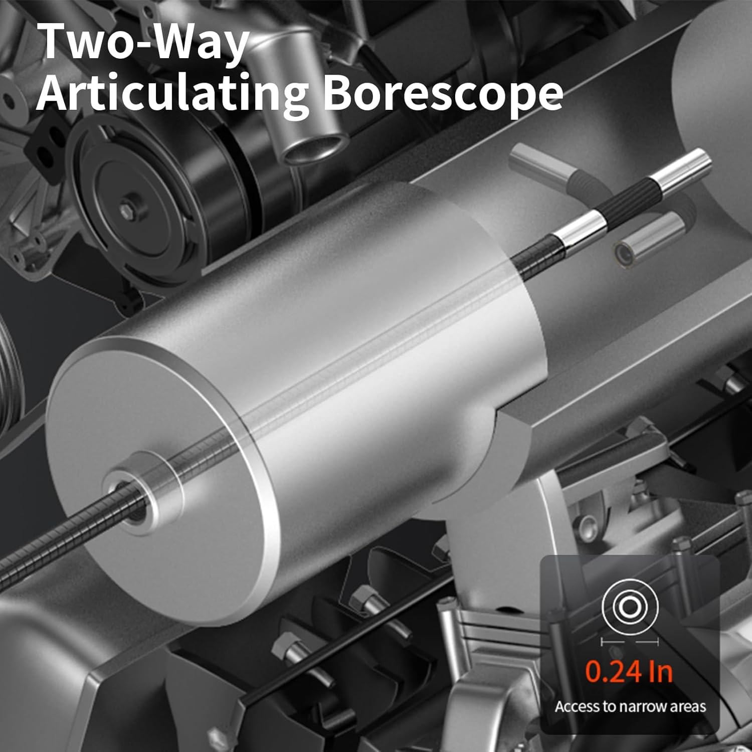 5.2FT Flexible Fiber Optic Scope Camera with Light, Two-Way Articulating Endosco