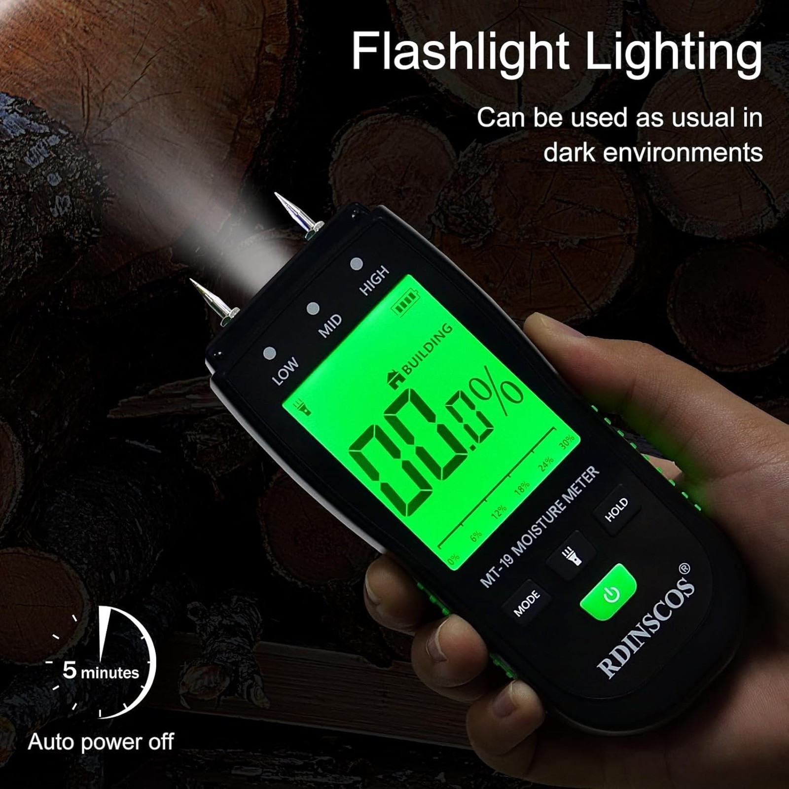 Digital Wood Moisture Meter for Firewood Lumber Walls Floor Humidity Tester with