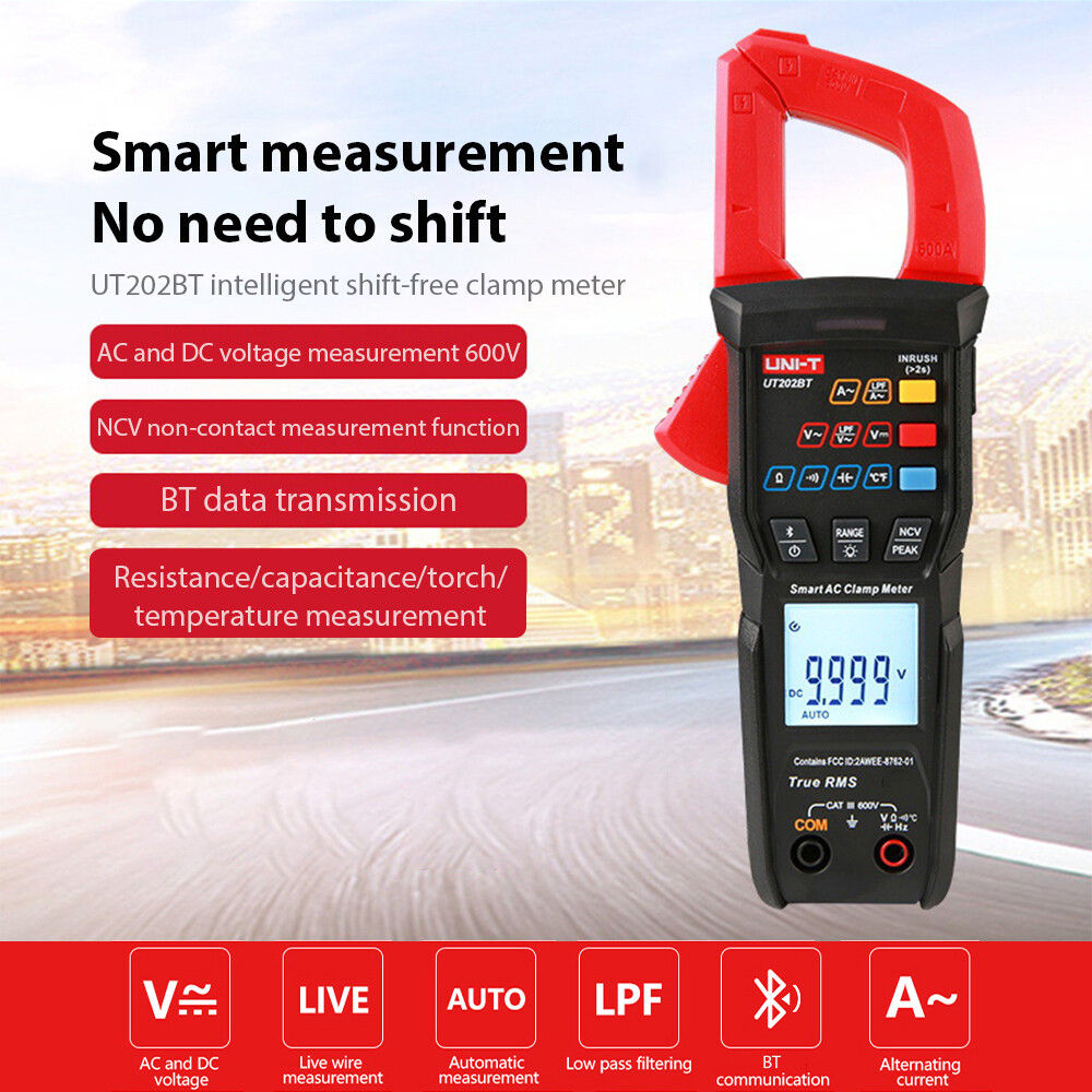 UNI-T Clamp Meter Digital Multimeter Bluetooth T-RMS L.P.F Inrush Current Tester