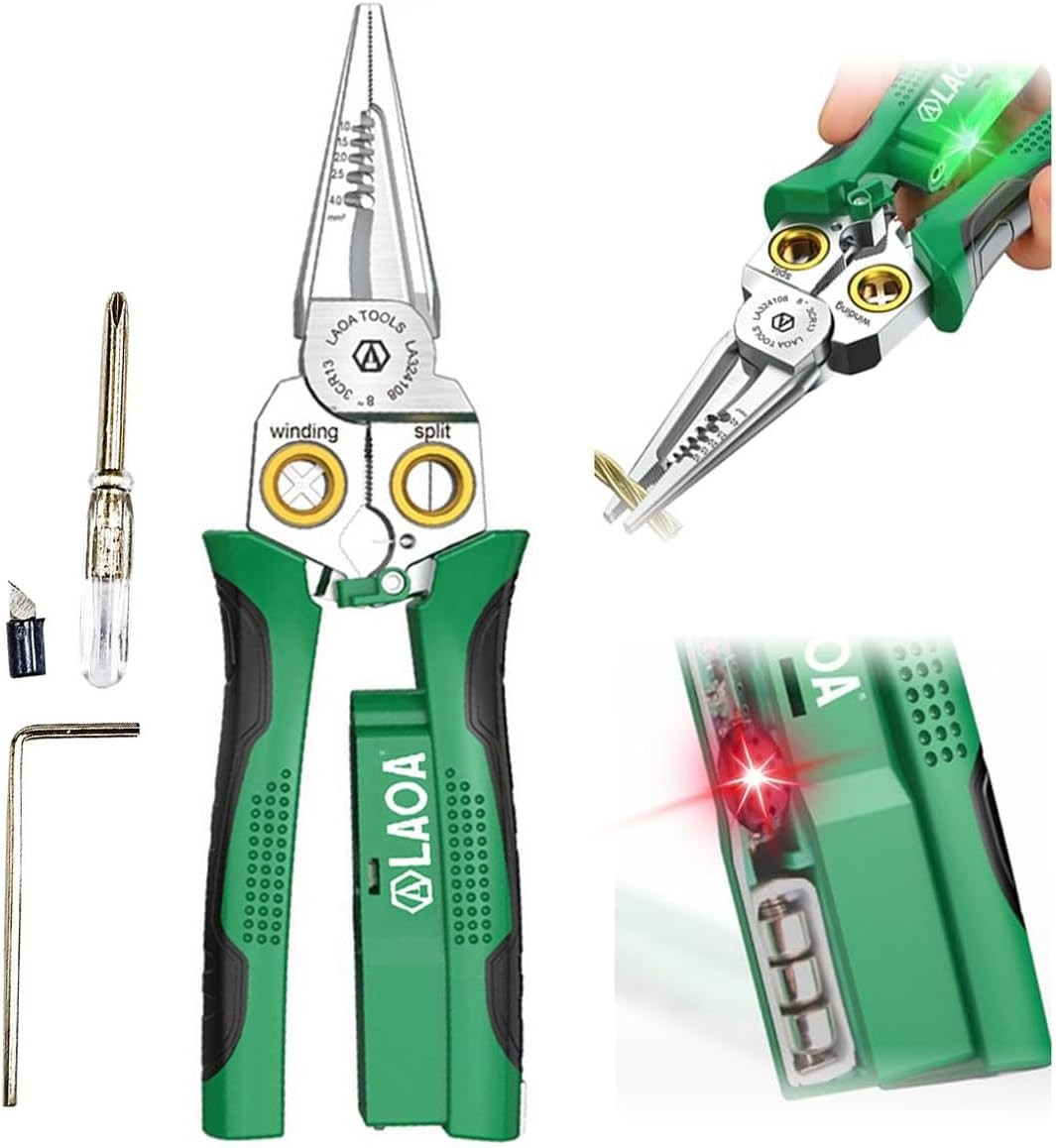LAOA 8 in 1 Wire Stripper with Voltage Tester, Alarm & Flash Green