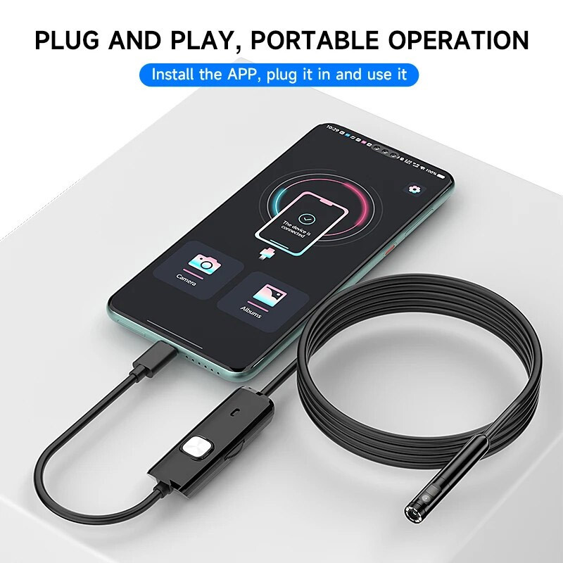 Dual Lens Borescope Endoscope Inspection Camera for iPhone iPad Samsung Android