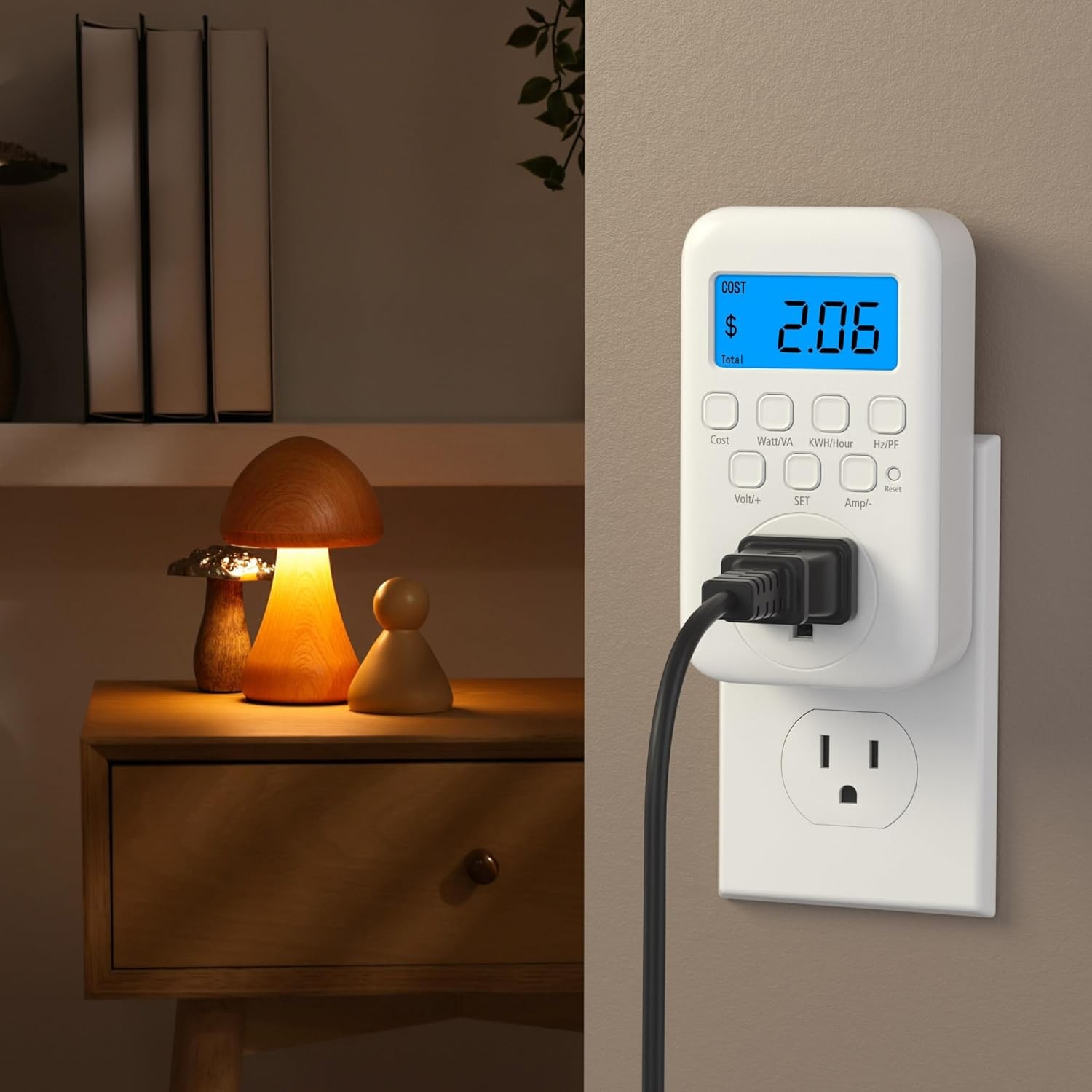 Watt Meter Plug with Backlight, Plug-In Socket Power Meter Electricity Usage Mon