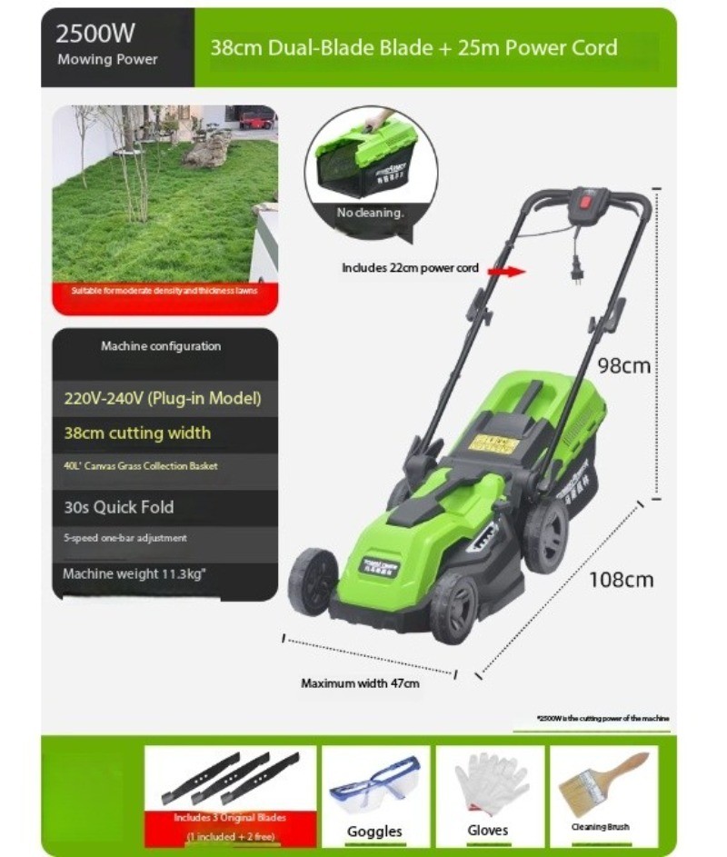 Weed Trimmer Wonder: Electric Lawn Mower, Push-Type, Compact for Home Use