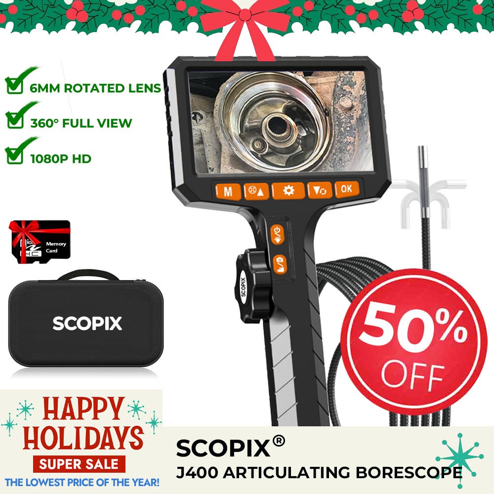 DEALS! 1080P Lens Endoscope Camera 2-Way 360° Inspection Articulating Borescope