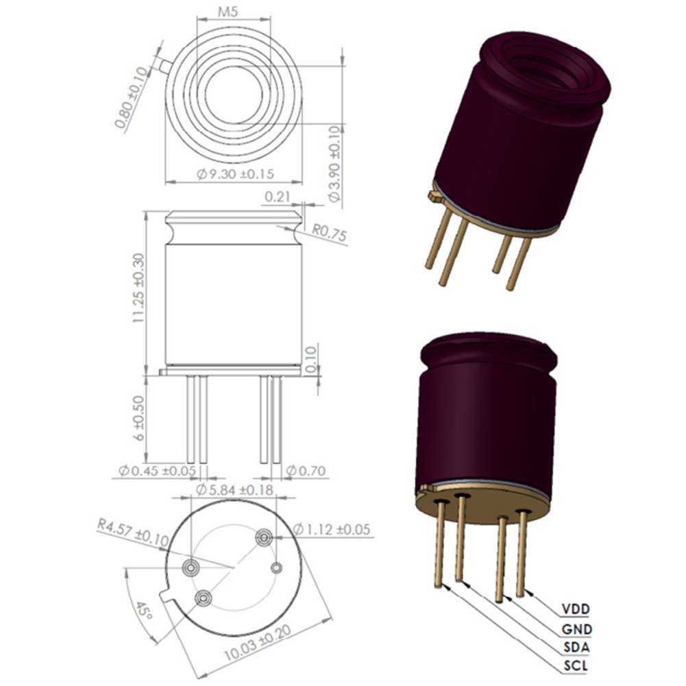Thermal Array Module MLX90640 Sensor 3.3V Supply Voltage FOV 55×35 Or 110×75
