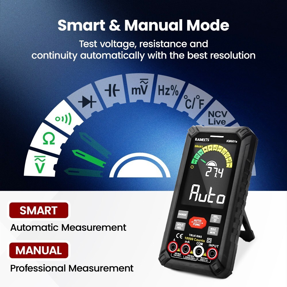KAIWEETS KM601S Digital Multimeter 10000 Count 10A True-RMS Meter Rechargeable