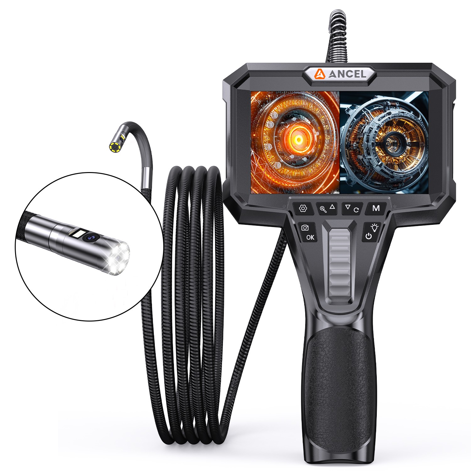 ANCEL AN302 4.3 Inch Industrial Endoscope Camera 2-Way Articulating Borescope