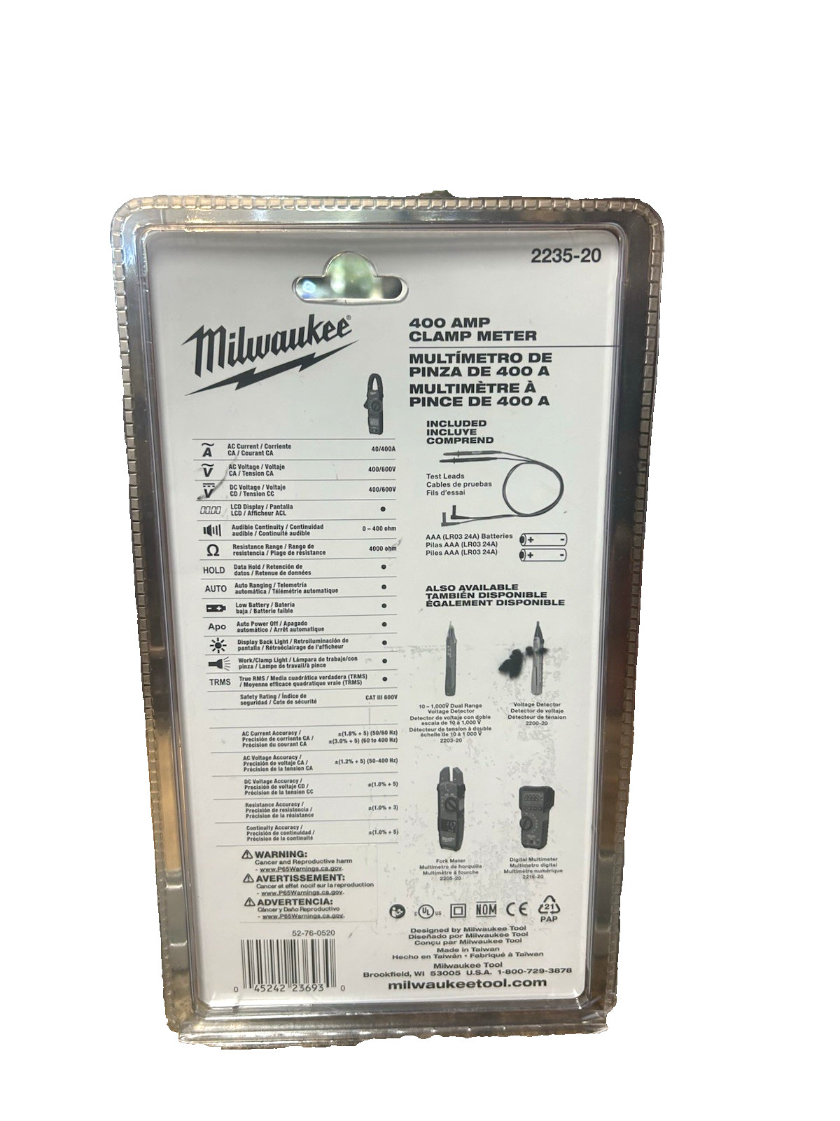 Milwaukee (2235-20) 400 Amp Clamp Meter Cat III 600 V. NIB. FAST SHIPPING